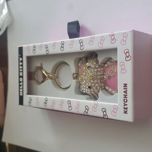 Hello Kitty Gold and Pink Crystal Keychain.new In Box
